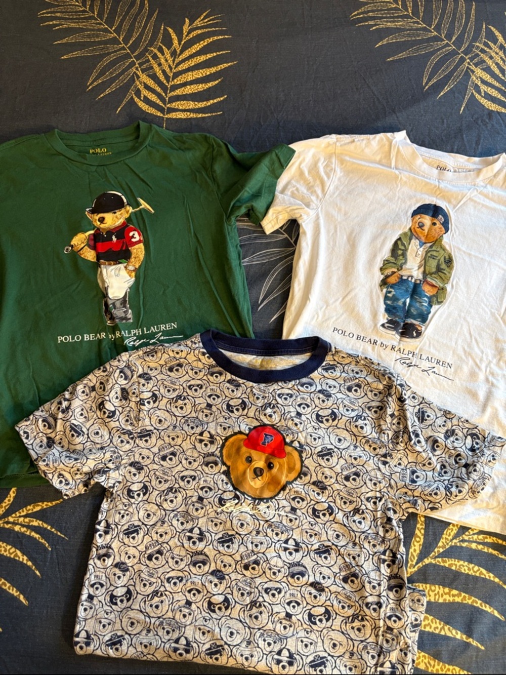 Polo by Ralph Lauren Kids Bear Graphic Tee Bundle - Green, White, Navy Accents
